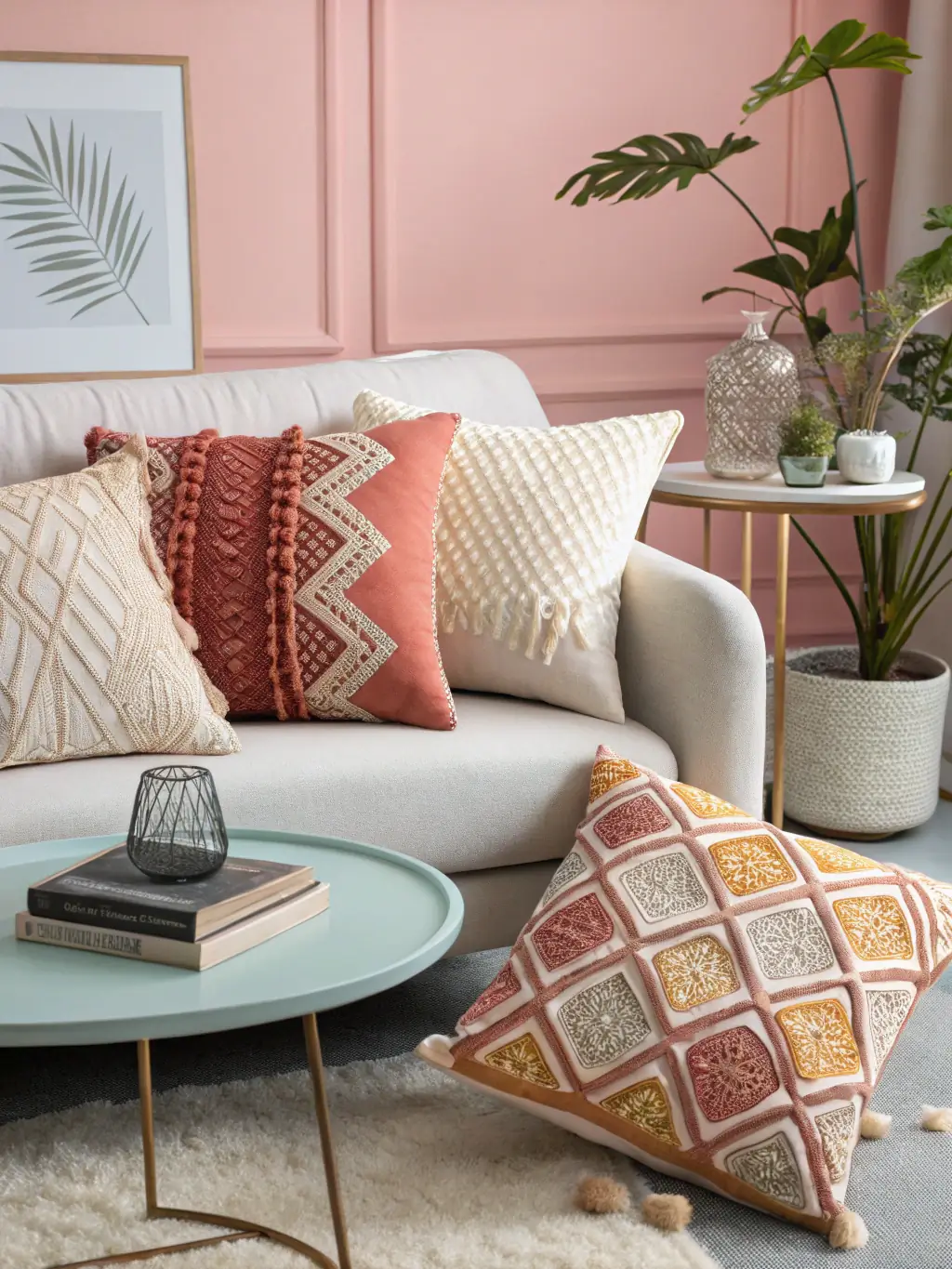A cozy image featuring home decor items, such as pillows and lamps, representing home goods coupons. The image should evoke comfort and savings.